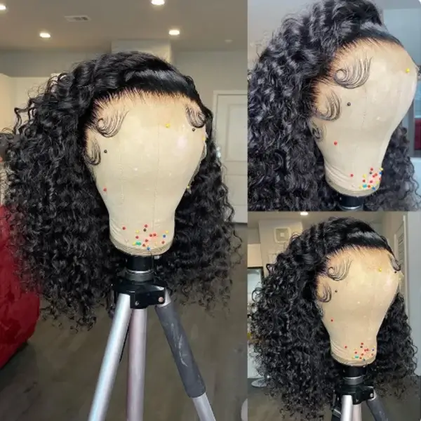 Short Curly Wigs Water Wave 13x4 Lace Frontal Curly Wig - Image 4