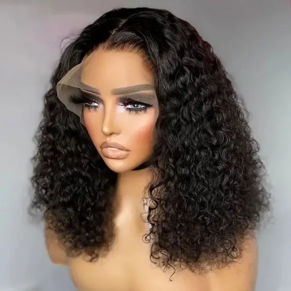 Short Curly Wigs 13x4 Bob Wet Wavy Malaysian Lace Front