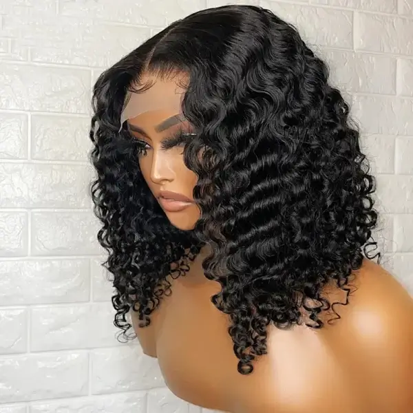 Short Curly Wigs 13x4 Lace Frontal Remy Human Hair