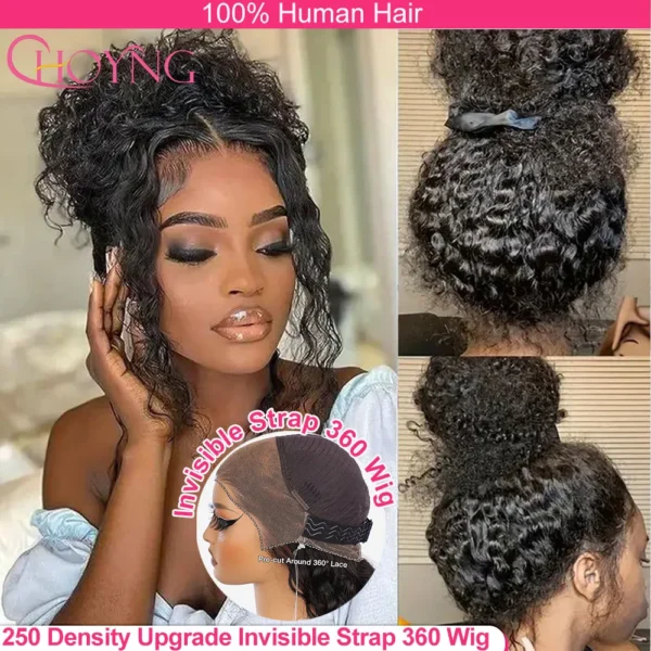 Short Curly Wigs 360 Lace Front 30 Inch Water Wave Hair