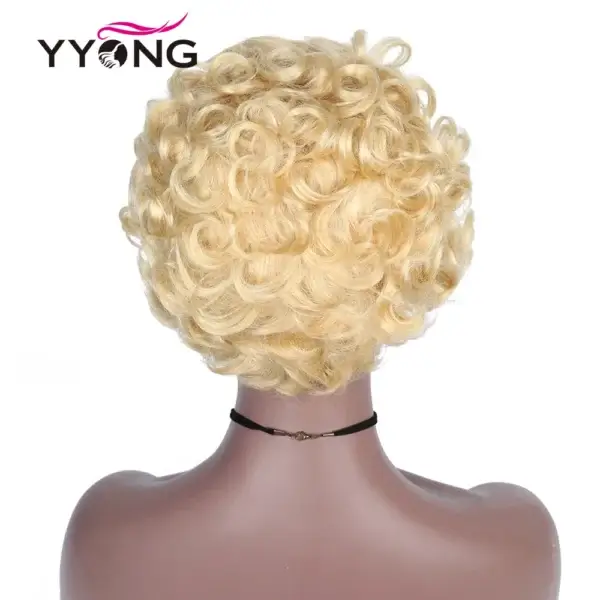 Short Curly Wigs 613 Honey Blonde Pixie Cut Lace Wig - Image 5