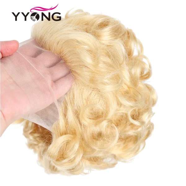 Short Curly Wigs 613 Honey Blonde Pixie Cut Lace Wig