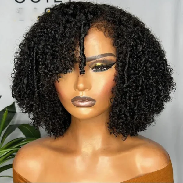 Short Wigs For Black Women Kinky Curly Bob 180% Density Lace Front