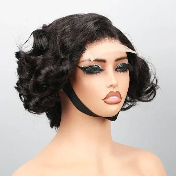 Short Curly Wigs Layered Wavy Bob Pre Cut HD Lace Wig