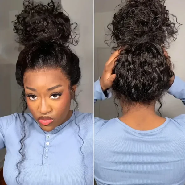 Short Curly Wigs 360 Lace Front Deep Wave HD Water Curly