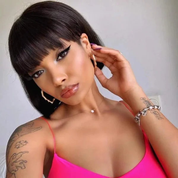 Short Wigs For Black Women Light Yaki Straight Bob Glueless Wig