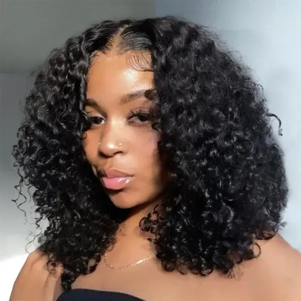 Short Curly Wigs HD Transparent Lace Pre-Plucked Human Hair