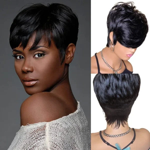 Short Wigs For Black Women Brazilian Remy Pre-Plucked Ready-To-Wear