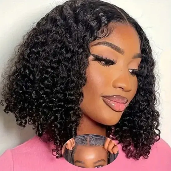 Short Curly Wigs Jessenia Glueless Kinky Curly Bob Wig