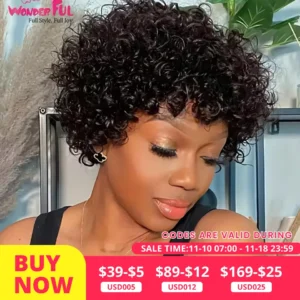 Short Wigs For Black Women Kinky Curly Brazilian Human Hair