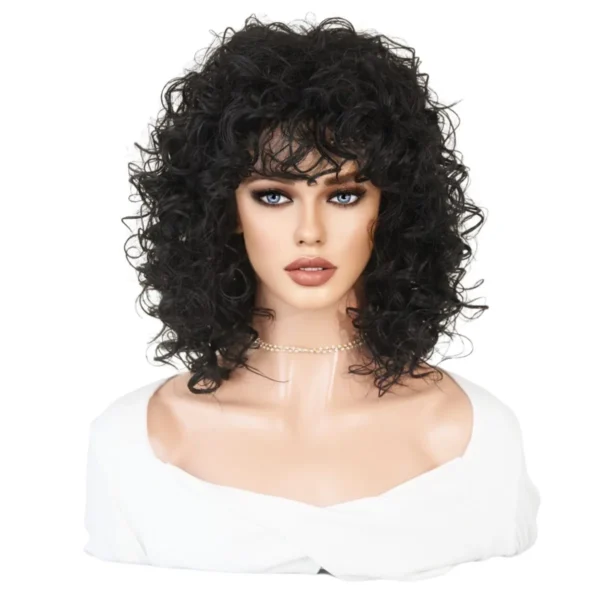 Short Curly Blonde Afro Wig With Bangs For Black Women Synthetic - Image 6