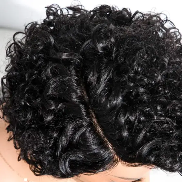 Short Curly Wigs Sleek Bob Pixie Cut Deep Wave Preplucked - Image 3