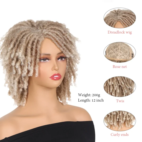 Short Wigs Afro Curly Twist Braids Heat Resistant Fiber - Image 3