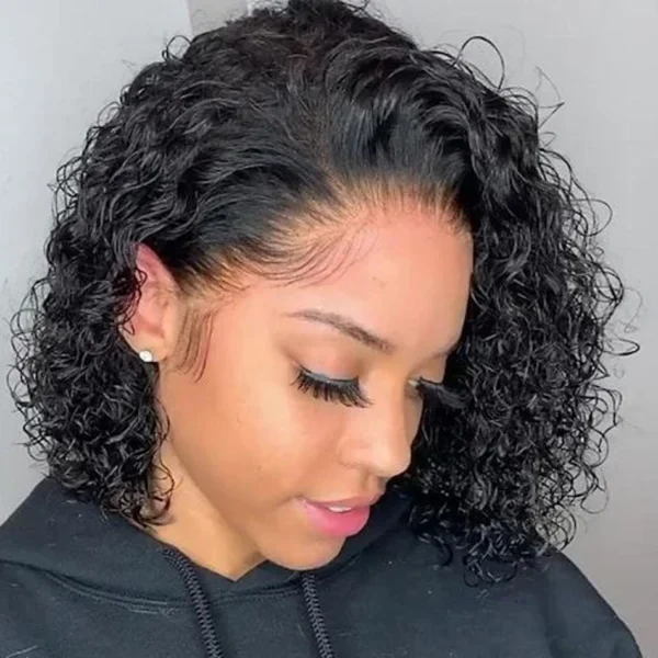 Short Curly Wigs Glueless Bob 12A Kinky Curly Lace Wig