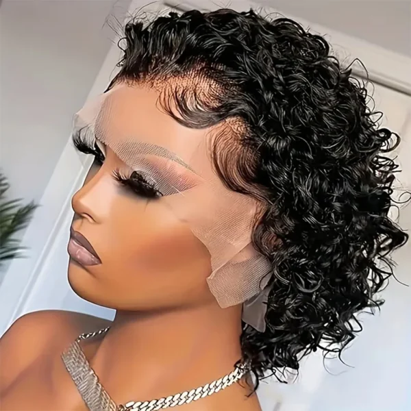 Short Curly Wigs Pixie Cut Kinky Curly Lace Front Ombre Wig