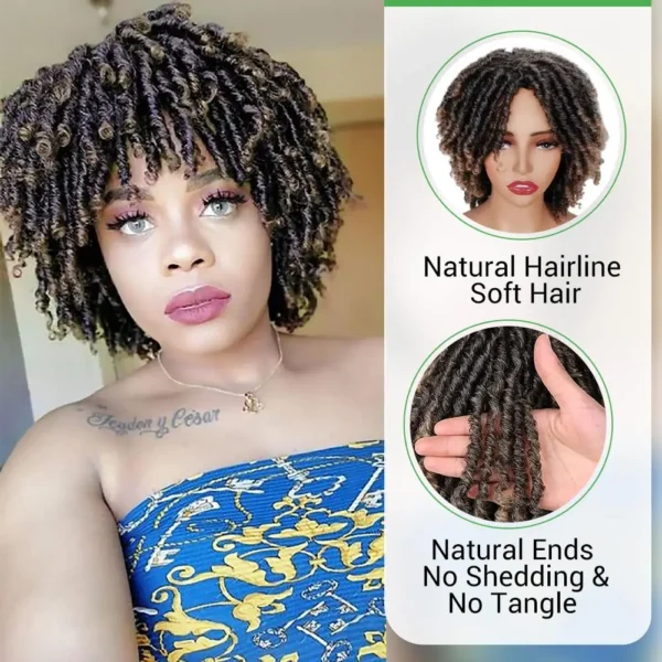 Short Wigs Afro Curly Twist Braids Heat Resistant Fiber - Image 4