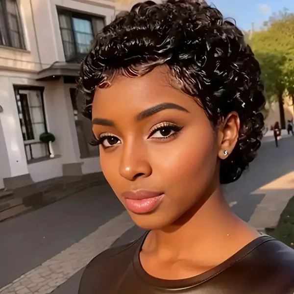 Short Wigs For Black Women Pixie Cut Curly Brazilian Human Hair