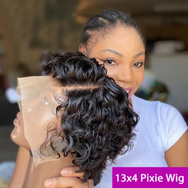 Short Curly Wigs Pixie Cut 13x4 Lace Frontal Human Hair