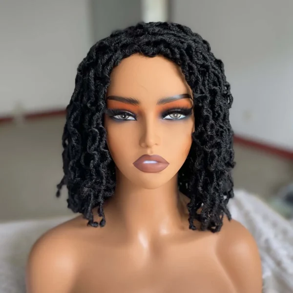 Short Wigs, Synthetic Dreadlocks, Braided Afro Curly Faux Locs - Image 2