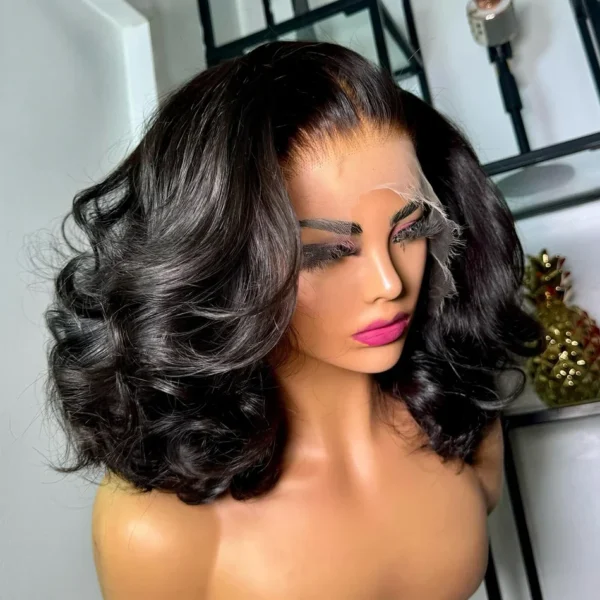 Body Wave Bob 13x4 Lace Front Human Hair Wig For Black Women 12 14 Inch