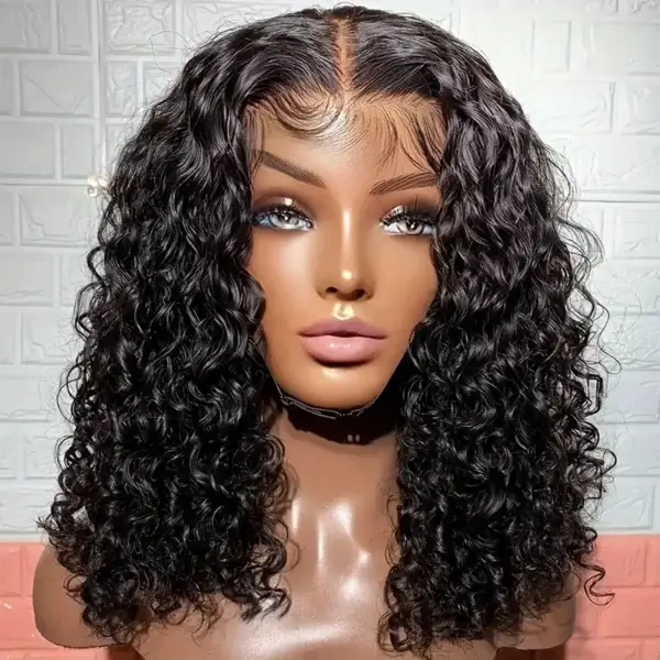 Short Curly Wigs 13x4 Deep Wave Bob Wig 180% Density