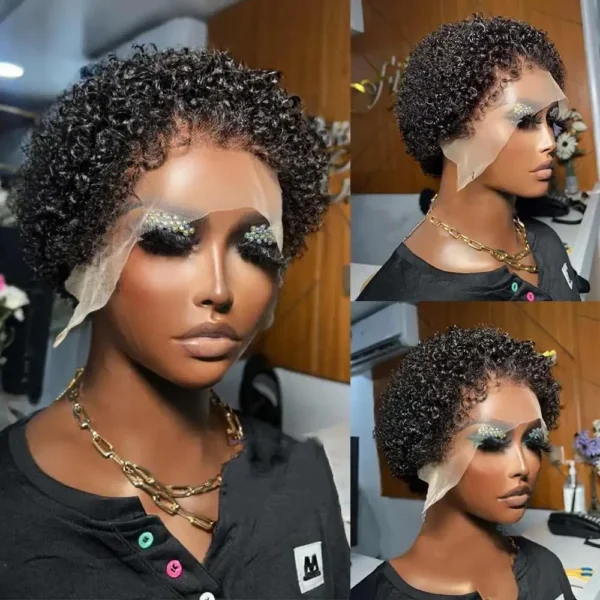 Short Wigs For Black Women Kinky Curly Pixie Cut Glueless Bob - Image 4