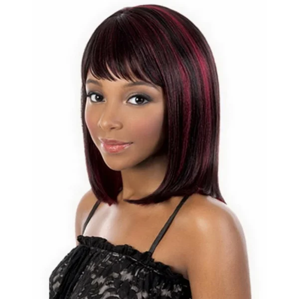 Soowee Synthetic Heat Resistant Short Bobo Cosplay Wig Black Red