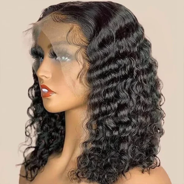 Short Curly Wigs Brazilian Deep Wave Bob 13x4 Lace Frontal