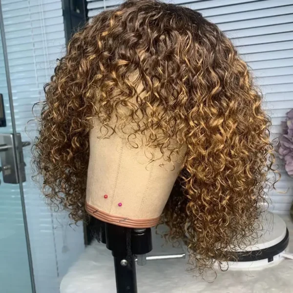 Short Wigs, Bob Curly, Human Hair, 14 Inch, 200% Density