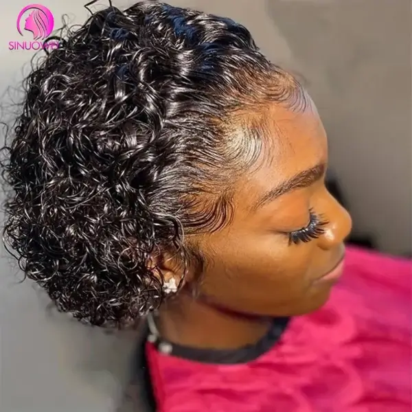 Short Curly Wigs Pixie Cut 13x4 Lace Front Human Hair - Image 2