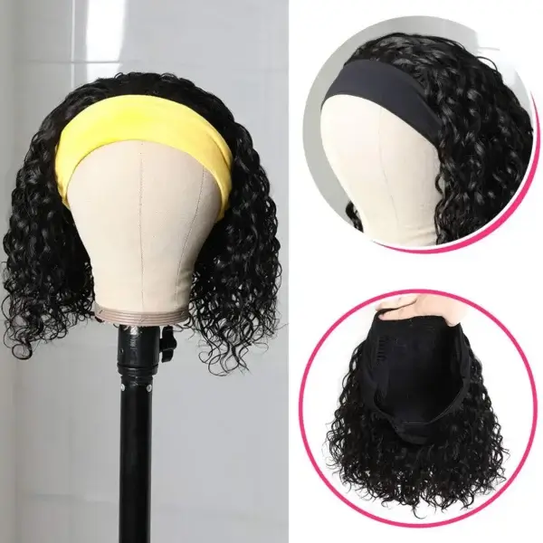 Short Curly Wigs Headband Bob Human Hair No Glue Under $40 - Image 2