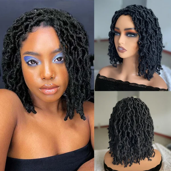 Short Wigs, Synthetic Dreadlocks, Braided Afro Curly Faux Locs