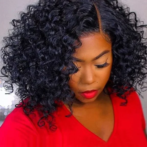 Short Curly Wigs Glueless Kinky Curly Bob 13x4 Lace