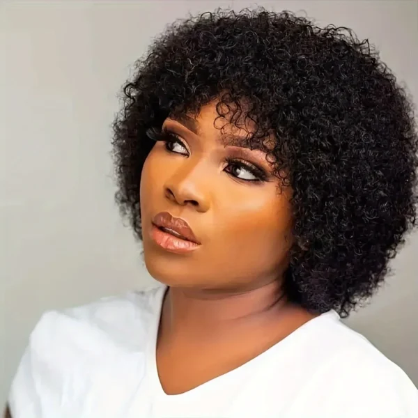 Short Curly Wigs 150% Density 6inch Pixie Cut Human Hair