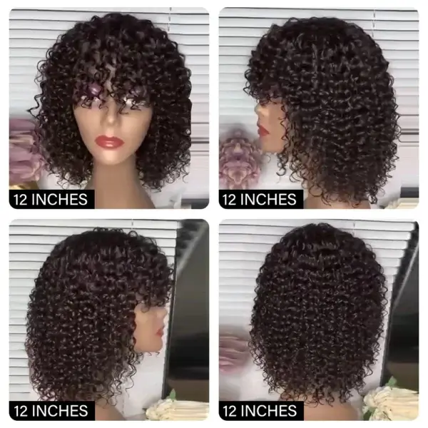 Short Curly Wigs Afro Pixie Cut Brazilian Human Hair - Image 3