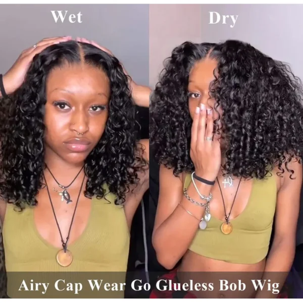 Short Curly Wigs Water Wave 13x4 Lace Frontal Curly Wig - Image 3