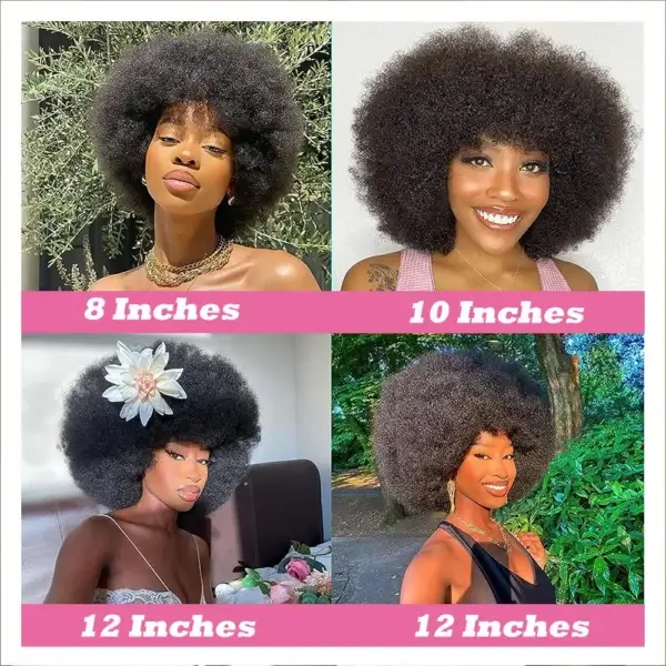 Short Curly Wigs Afro Kinky Curly Glueless Brazilian Hair - Image 4